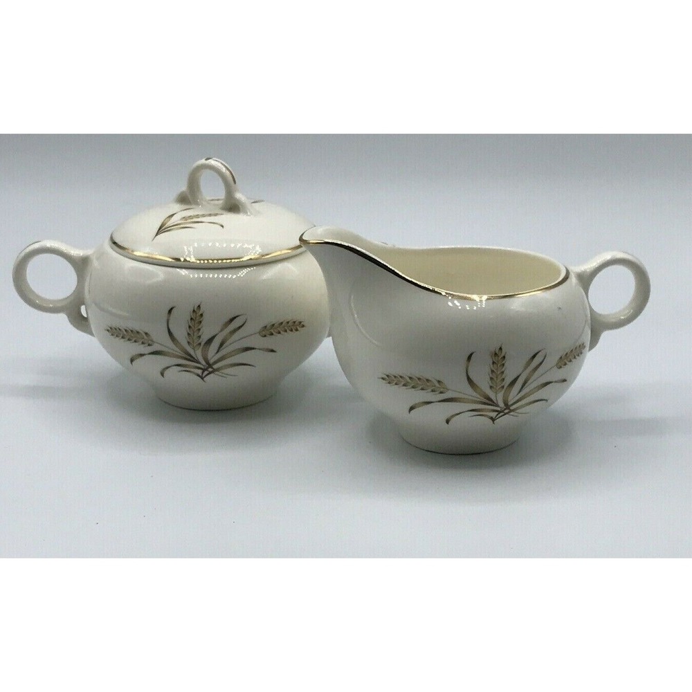 Universal‎ Pottery Ballerina Wheat Creamer Pitcher Sugar Bowl w/Lid